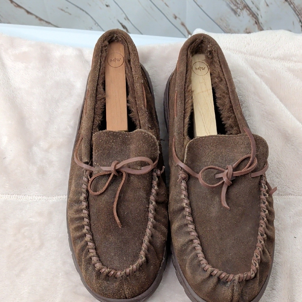 Chaps Chocolate Suede Moccasin Loafers